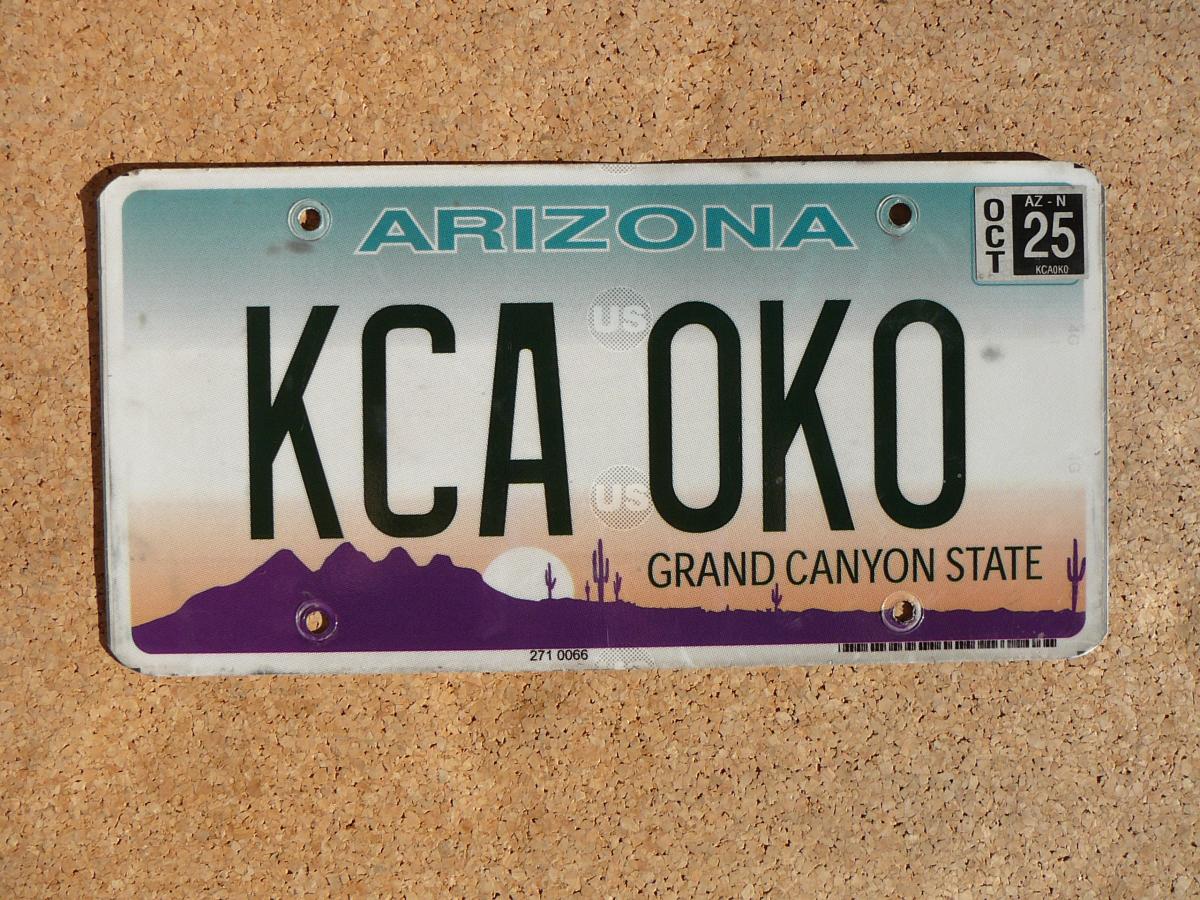 Arizona KCA0K0 – originální americká SPZ