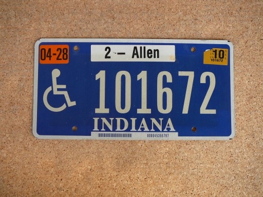 Americká SPZ Indiana 101672 – 2 – Allen, invalida