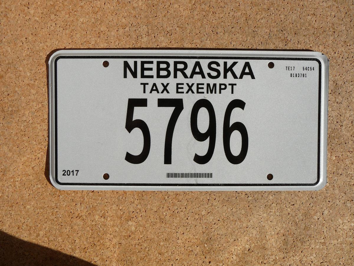 Americká SPZ Nebraska 5796 – Tax Exempt