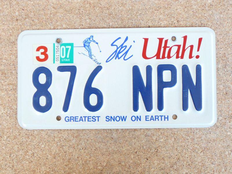 Americká SPZ Utah 876 NPN – Greatest Snow on Earth 2007