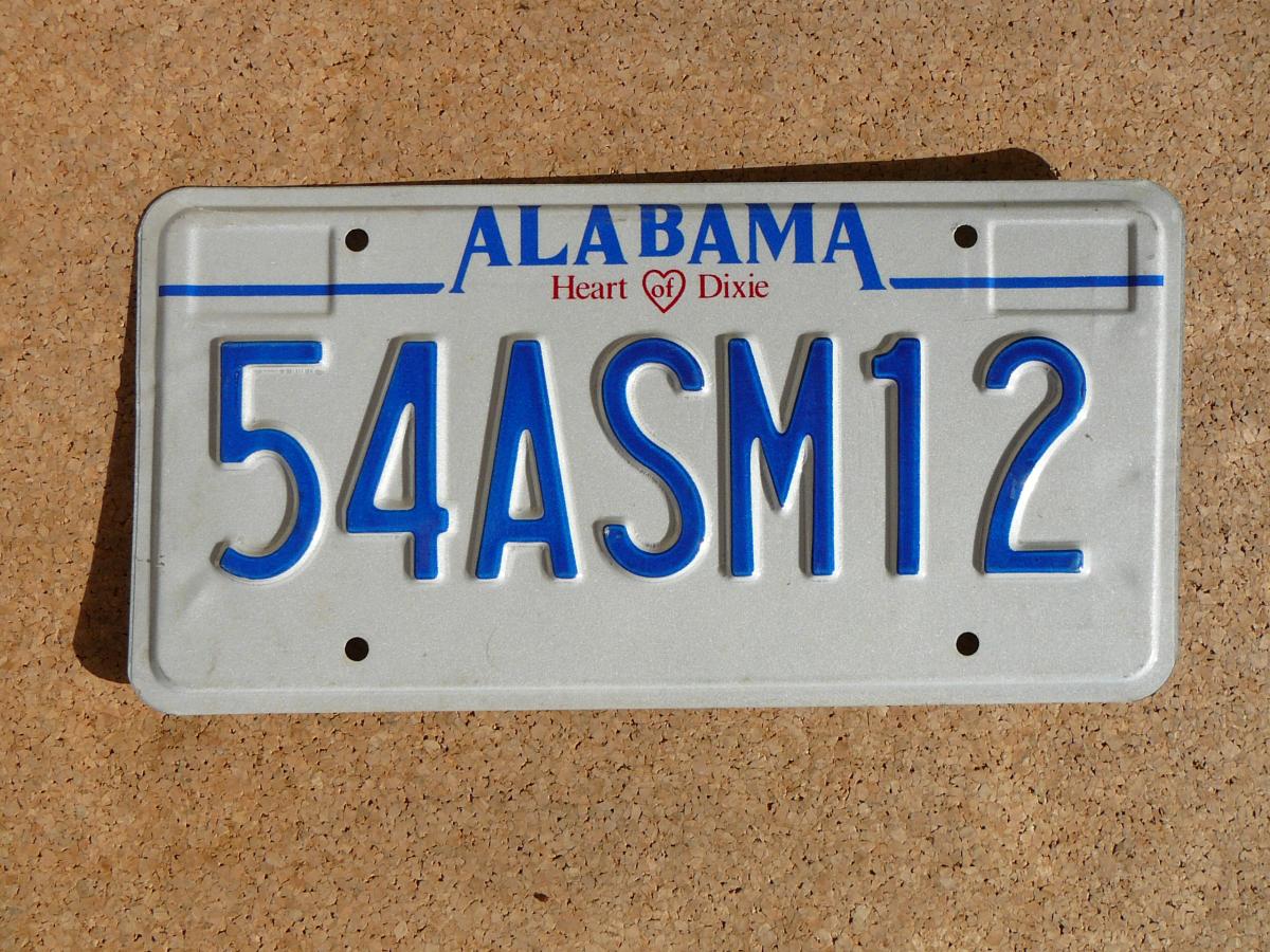 Americká SPZ Alabama 54ASM12 – Heart of Dixie