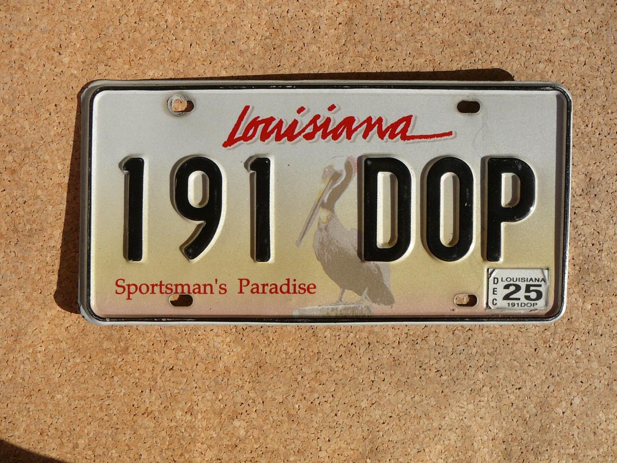 Louisiana 191 DOP Sportsman's Paradise – originální americká SPZ