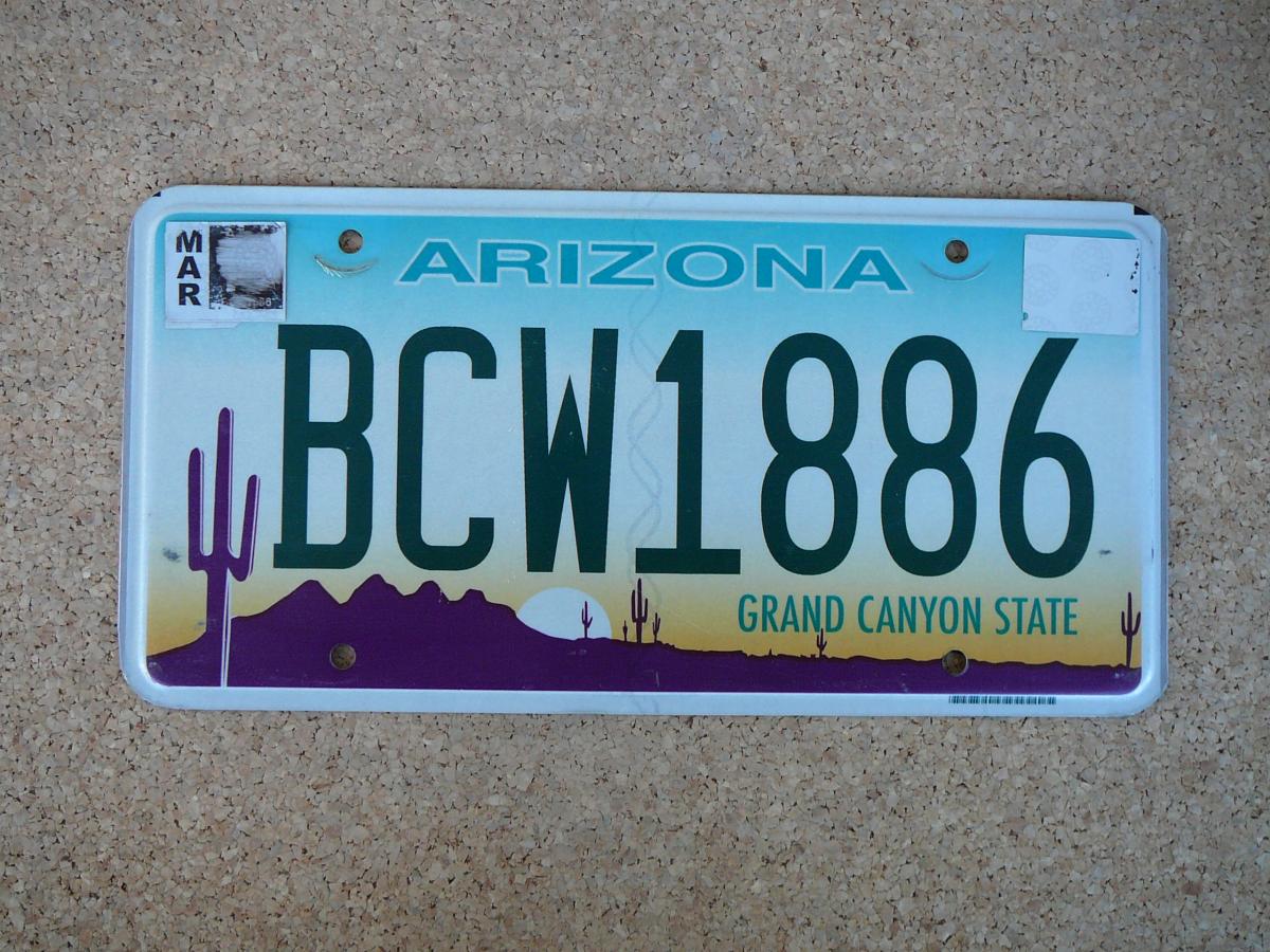 Americká SPZ Arizona BCW1886