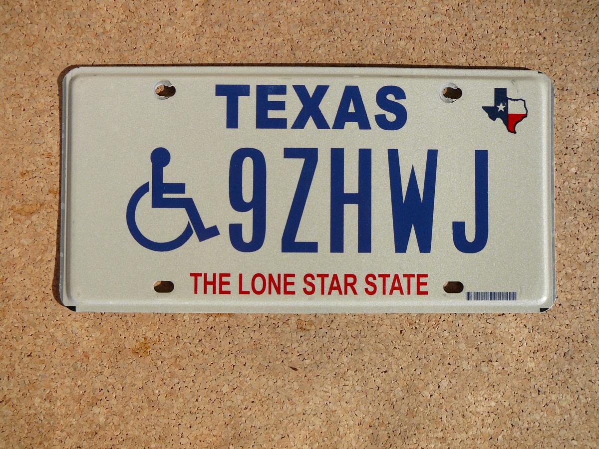Americká SPZ Texas 9ZHWJ – The Lone Star State, invalida