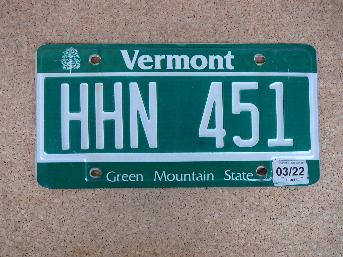 Americká SPZ Vermont HHN 451 – Green Mountain State 03/22