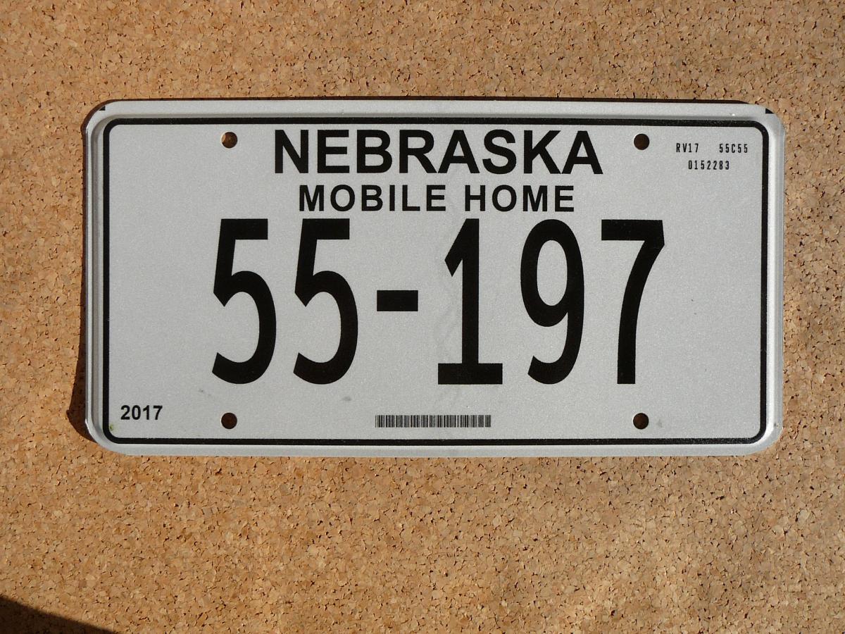 Americká SPZ Nebraska 55-197 – Mobile Home 2017