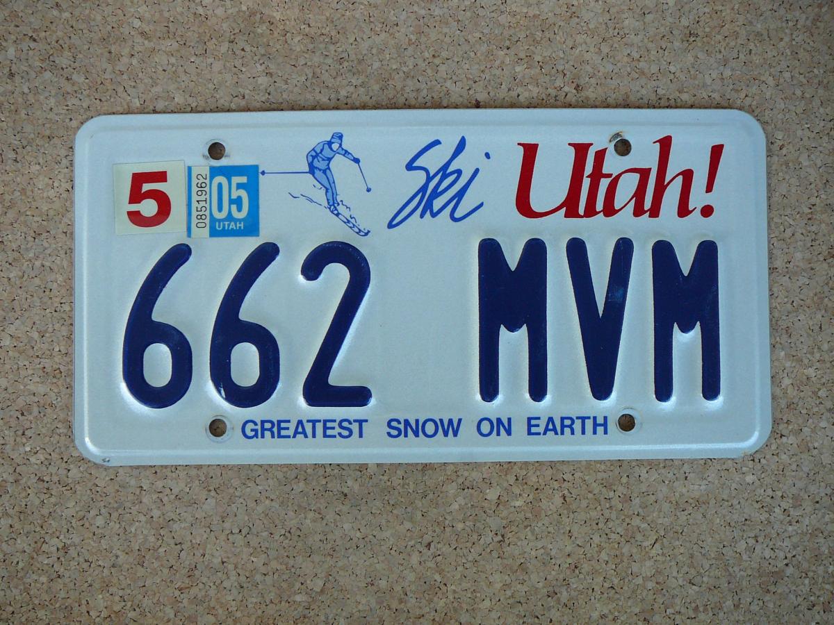 Americká SPZ Utah 662 MYM – Greatest Snow on Earth 2005