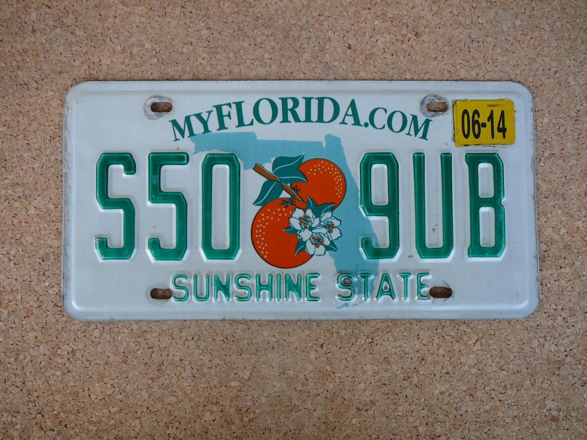 Americká SPZ Florida S50 9UB – Sunshine State