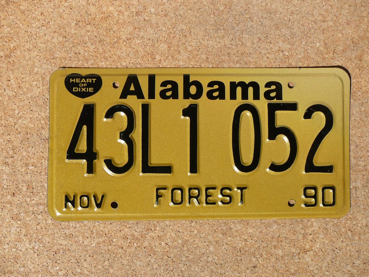 Americká SPZ Alabama 43L1 052 – Forest 1990