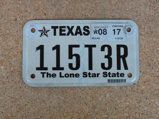 Motocyklová SPZ Texas 115T3R – The Lone Star State