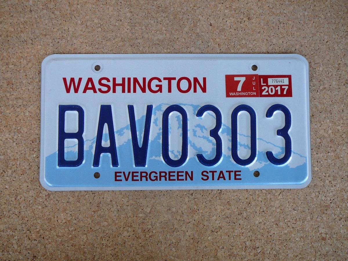 Americká SPZ Washington BAV0303 – Evergreen State 2017