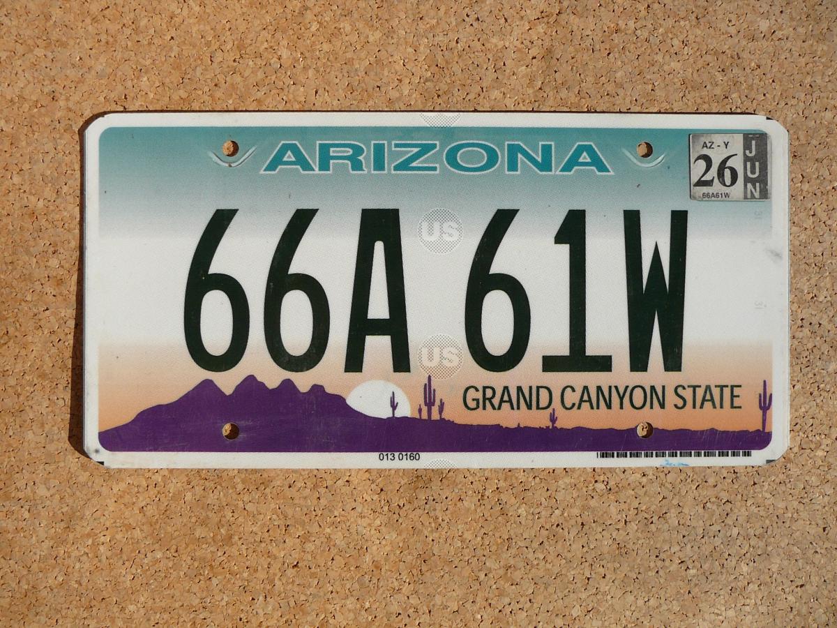 Arizona 66A61W – originální americká SPZ