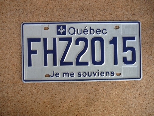 Kanadská SPZ Québec FHZ2015 – Je me souviens