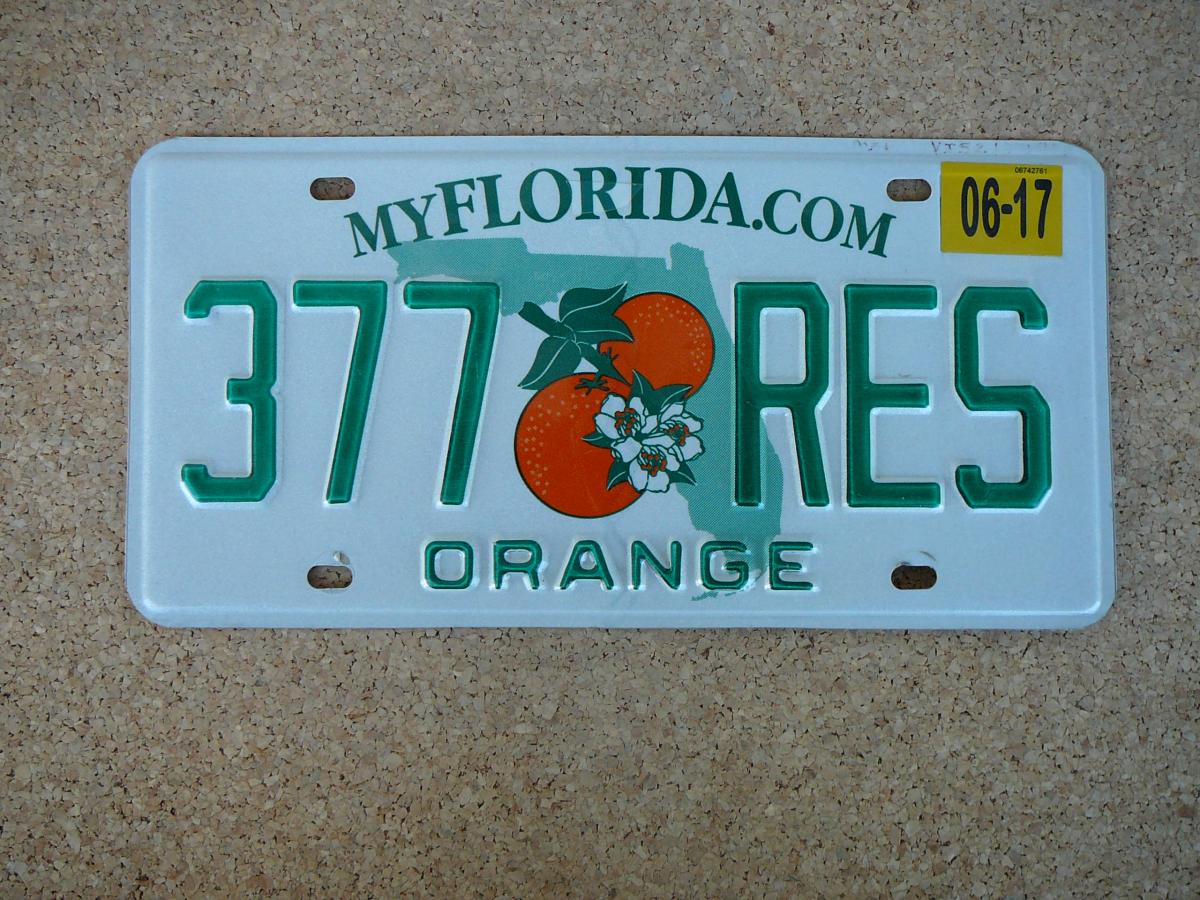 Americká SPZ Florida 377 RES – Orange
