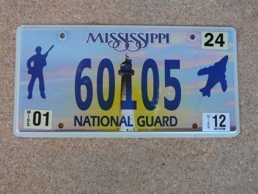 Americká SPZ Mississippi 60105 – National Guard 2012