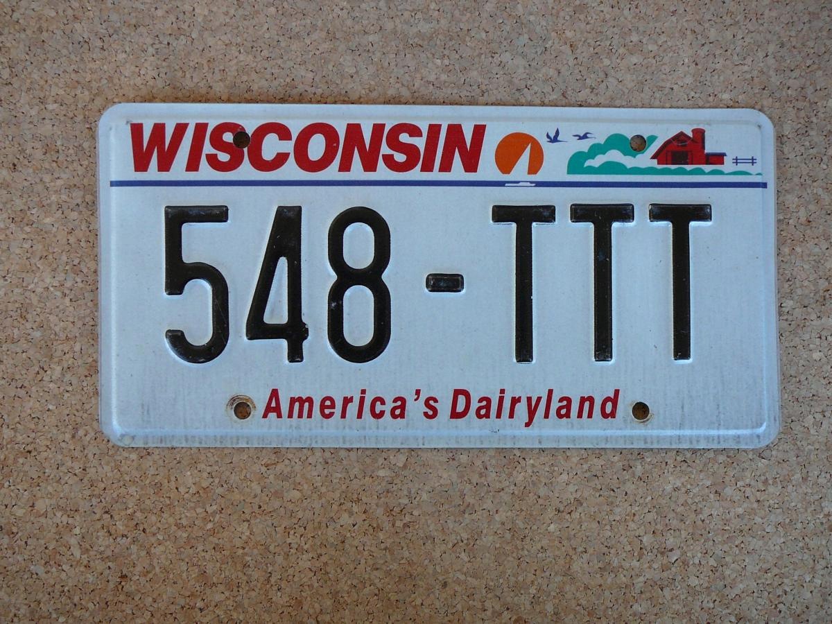 Americká SPZ Wisconsin 548-TTT – America's Dairyland