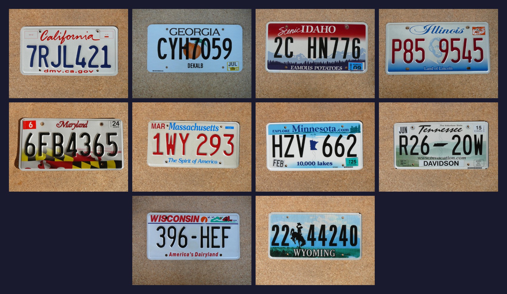 Set 10 originálních amerických SPZ – mix států č. 2