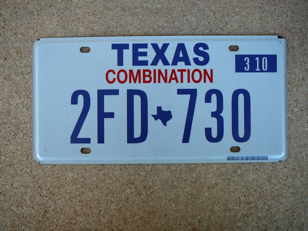 Americká SPZ Texas 2FD-730 – Combination 2010