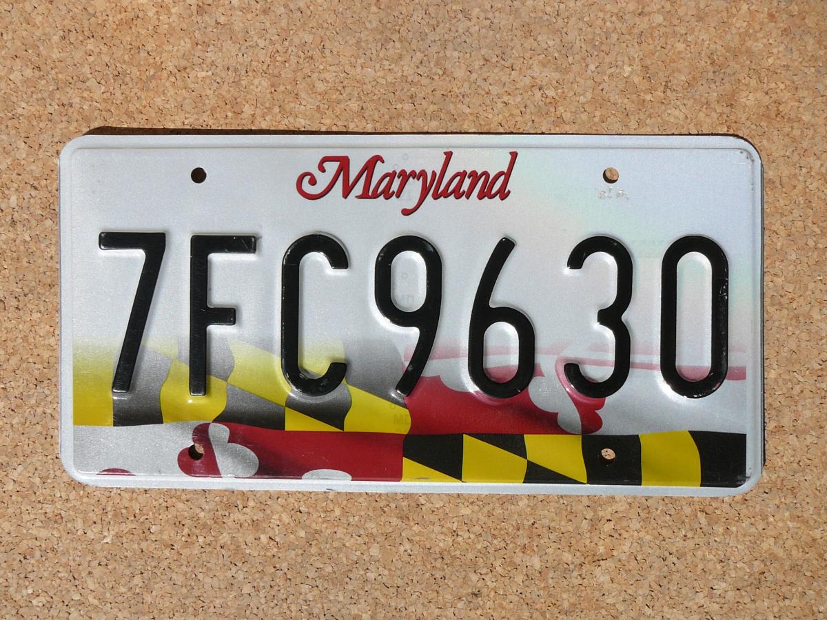 Americká SPZ Maryland 7FC9630 – státní motiv