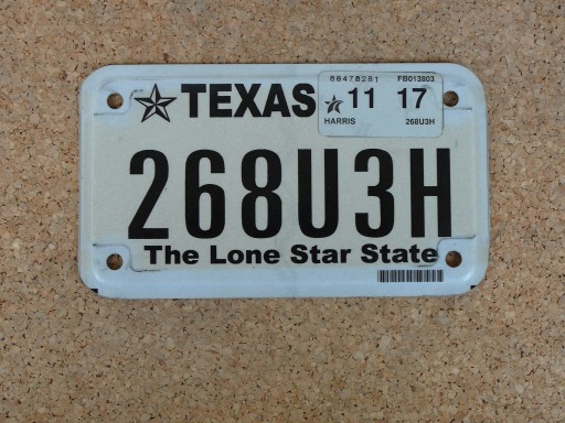 Motocyklová SPZ Texas 268U3H – The Lone Star State