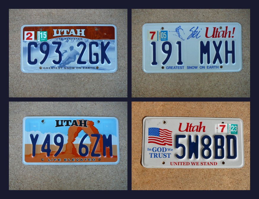 Set 4 originálních amerických SPZ Utah