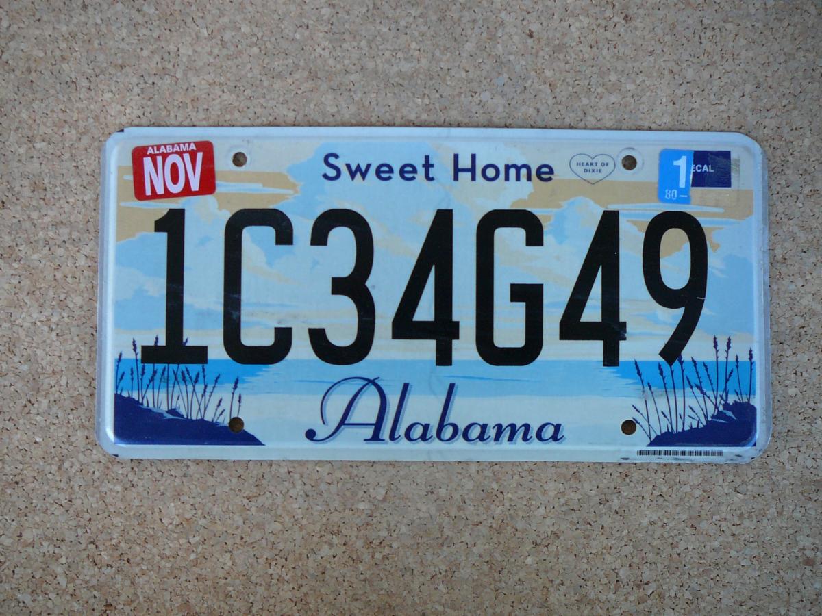 Americká SPZ Alabama 1C34G49 – Sweet Home