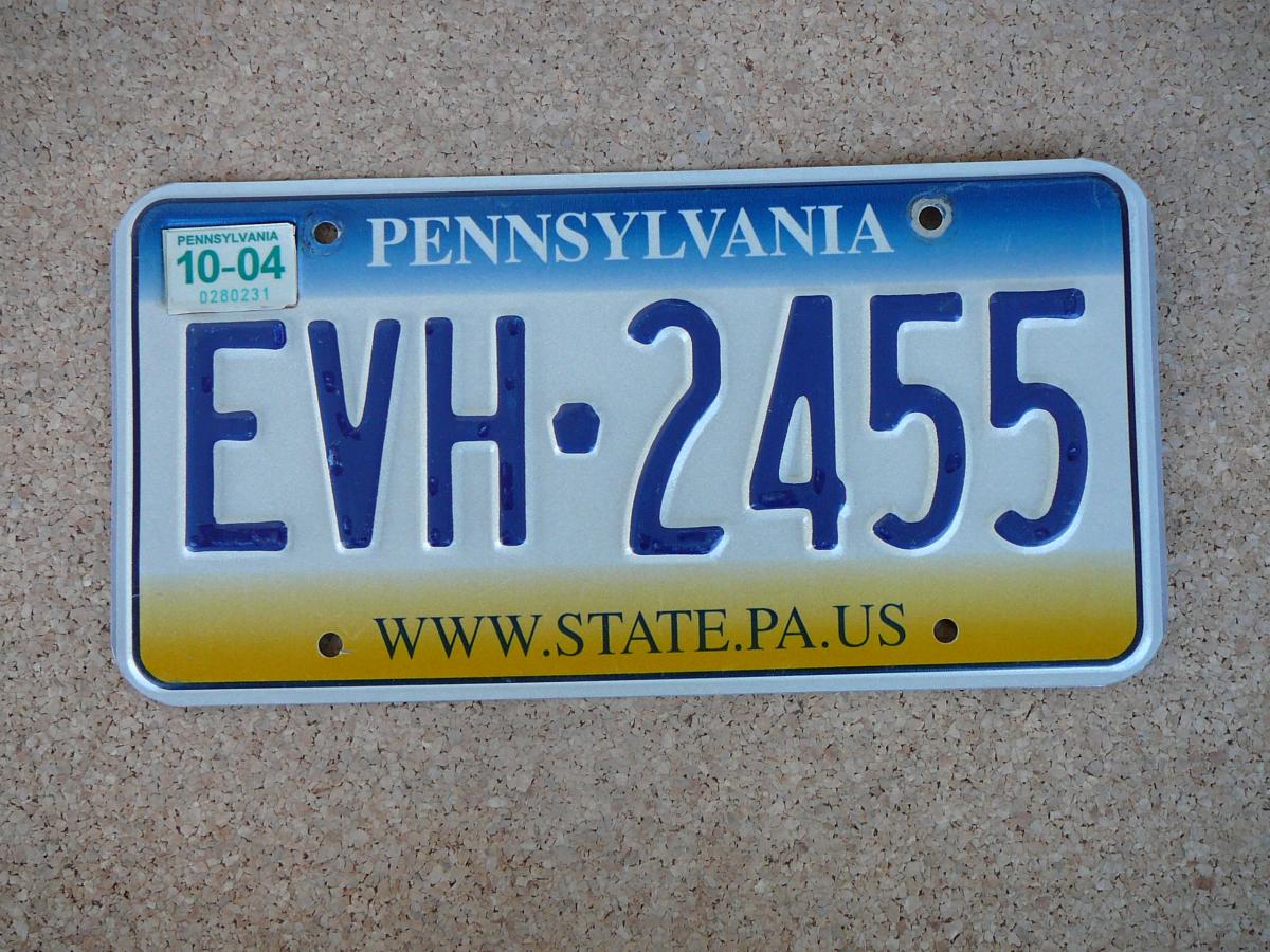 Americká SPZ Pennsylvania EVH 2455