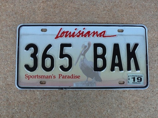 Americká SPZ Louisiana 365 BAK – Sportsman’s Paradise